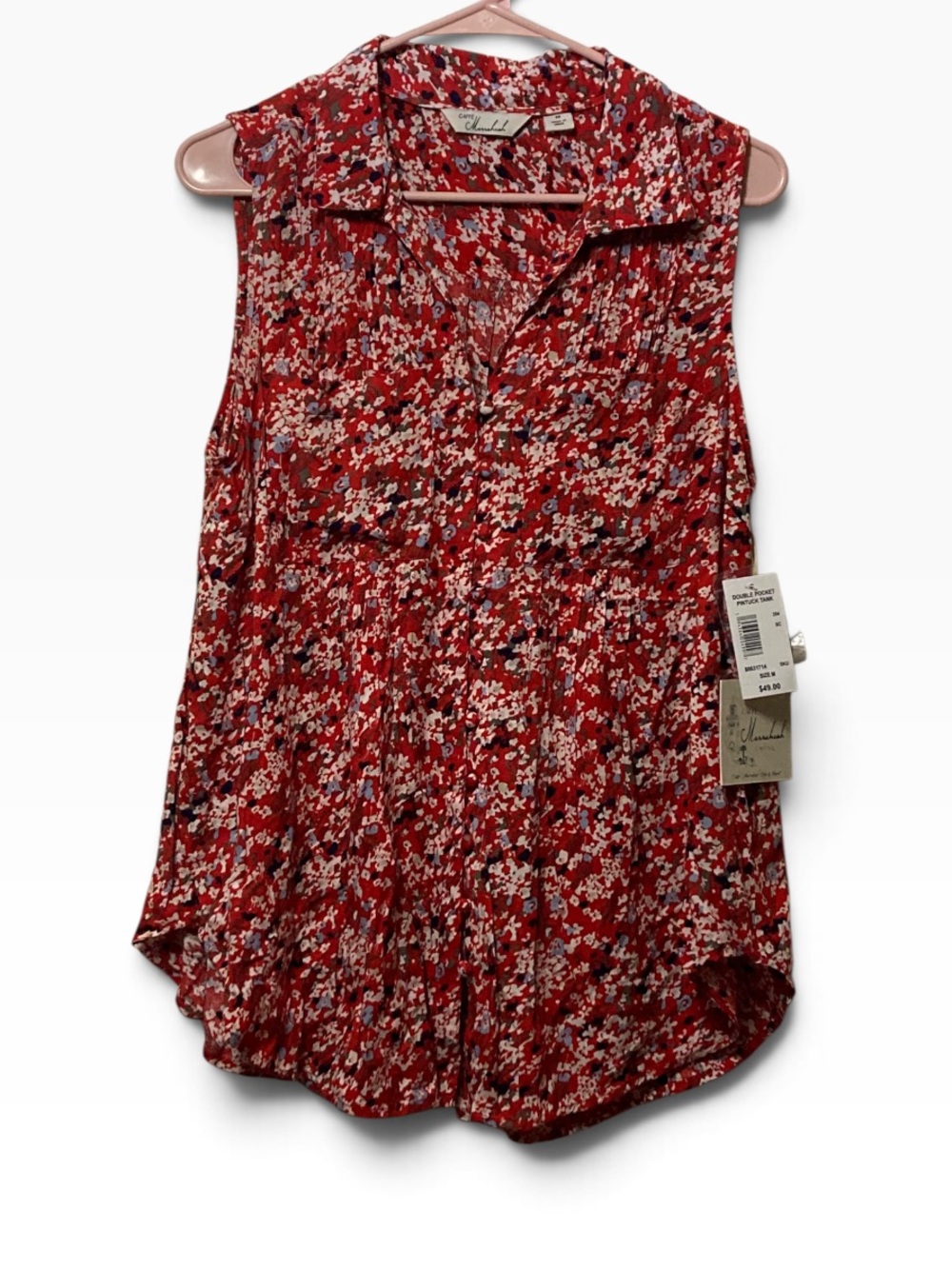 Caff’e Marrakash Sleeveless Red Floral Blouse - Mudd